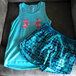 Under Armour Youth Small shorts and tank top